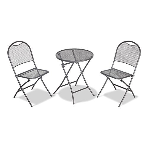 CafeLatte Set e-grau (2x Sessel klappbar, 1x Ø60cm Tisch klappbar)