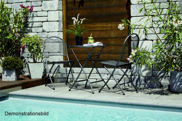 MWH CafeLatte Balkon-Set (2 Plätze) mit Klapptisch Ø60cm eisengrau