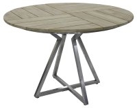 Triangel Tisch Ø110cm edelstahl/Teak