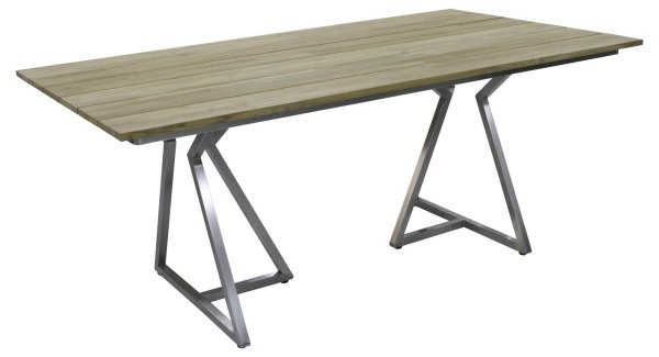 Zebra TRIANGEL Tisch 180 x100cm edelstahl/Teak