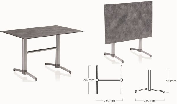 TUBE Tisch 120 x 80 cm silber/ anthrazit klappbar