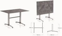 TUBE Tisch 120 x 80 cm silber/ anthrazit klappbar