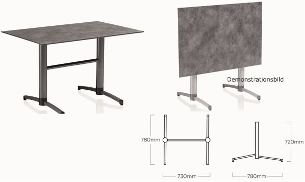 KETTLER TUBE Tisch 120 x 80 cm anthrazit/anthrazit klappbar