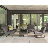 MIA Lounge-Sofa Edelstahl schwarz matt / seidenschwarz