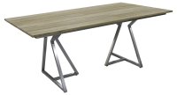 Triangel Tisch 210 x100cm edelstahl/Teak