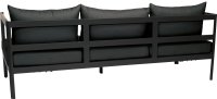 VIGGO Set Lounge-Sofa/Hocker  schwarz matt/leinen grau/ seidenschwarz