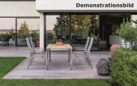 MIKA hl Stapelsessel edelstahl / leinen grau / teak