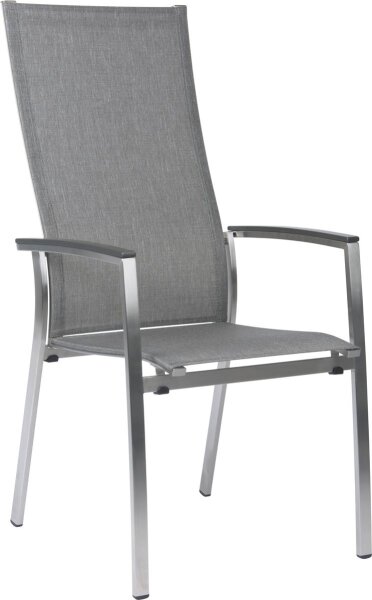 MIKA hl 2-er Set Stapelsessel edelstahl / leinen grau / anthrazit