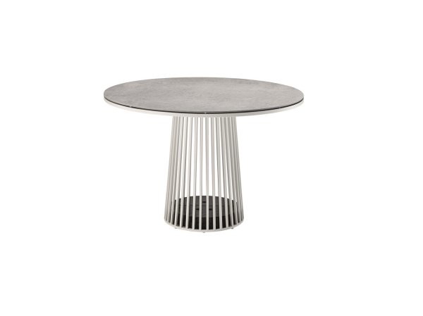 Solpuri GRID Dining-Alu-Tisch Ø110 cm white/HPL  volcano grey
