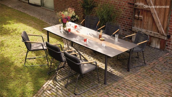 Kettler Gentle Gartenmöbel  Dining-Set (6 Plätze) mit Tisch 250x100cm matt anthrazit rope anthrazit
