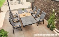 LINDOS Ausziehtisch 160/200x90 matt-anthrazit/teak/Keramik