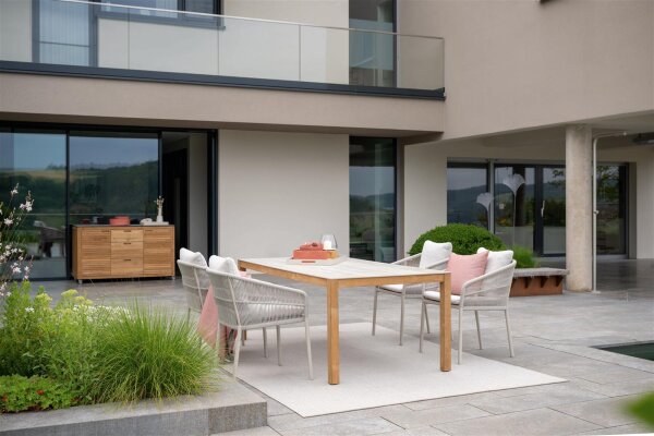 Diningtisch 200 x 100 cm teak / sediment beige
