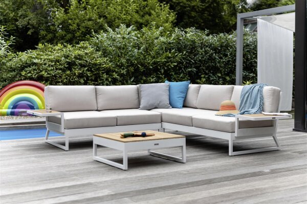 OCEAN SKID Plattform Universal-Ablage weiß matt / teak