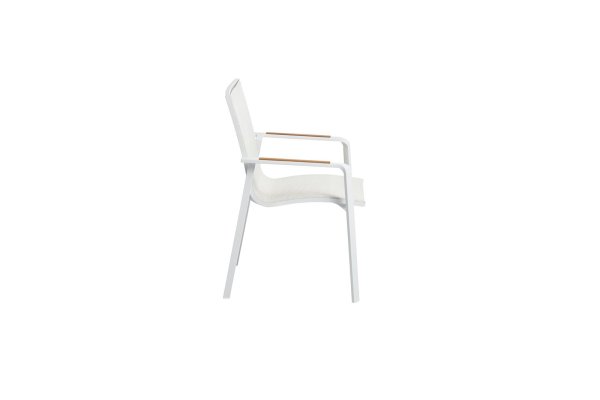 KETTLER DIAMOND Stapelsessel nl weiß mattt/beige/teak