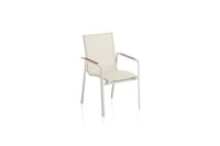 KETTLER DIAMOND Stapelsessel nl weiß mattt/beige/teak