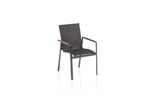KETTLER DIAMOND Stapelsessel nl anthrazit/charcoal/teak