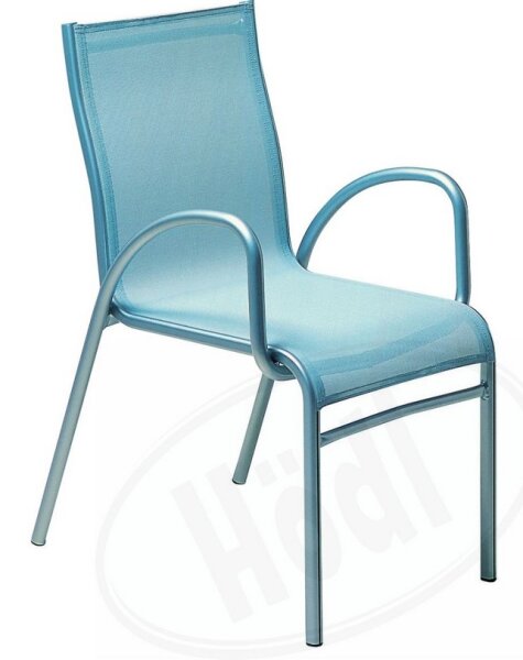 PADUA 2er Set Stapelsessel m. AL. silber/D68 türkis