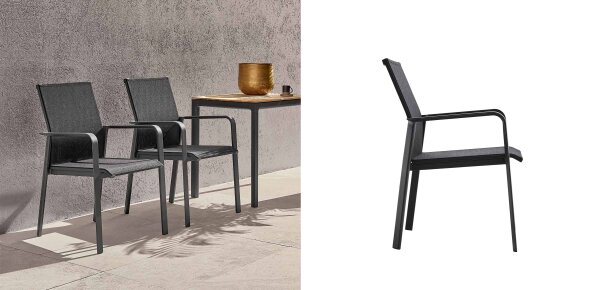 BREEZE - Set  7-tlg. Alu anthrazit/ softex coal mit Tisch 200x x100cm