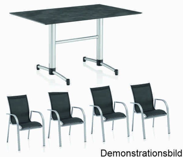 Kettler Tampa Gartenmöbel Dining-Set (4 Plätze) mit Klapptisch 120x80cm silber/anthrazit