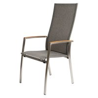 Stern Mika Gartenmöbel Dining-Set (6 Plätze) mit Tisch 200x100 edelstahl/leinen grau/teak