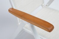 MEMPHIS Multipositionssessel  weiß matt / beige mit Teakarmlehne