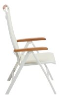 MEMPHIS Multipositionssessel  weiß matt / beige mit Teakarmlehne