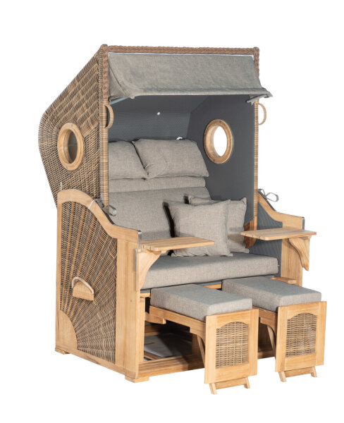 Strandkorb Rustikal 295 Plus Teak Cosy 2-sitzer 3/4 Liegemodell antik-braun/1238