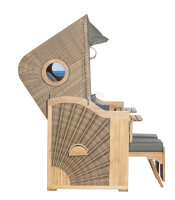 Strandkorb Rustikal 295 Plus Teak Cosy 2-sitzer 3/4 Liegemodell antik-braun/1238