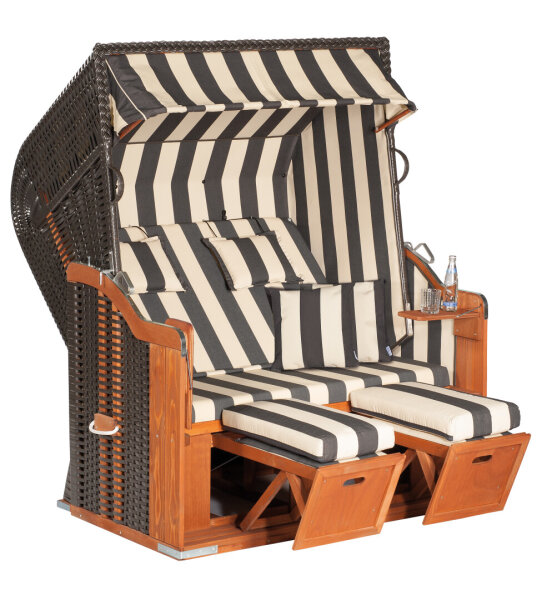 Strandkorb Rustikal 250 XL Plus 2,5-sitzer Halbliegemodell anthrazit/1180